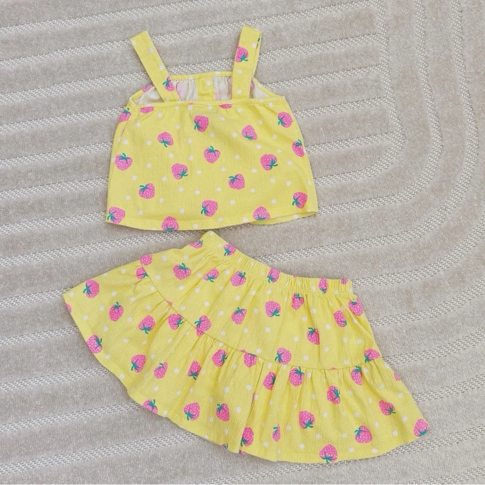 Cynthia Rowley, girls summer set, yellow with strawberries, size 5-6